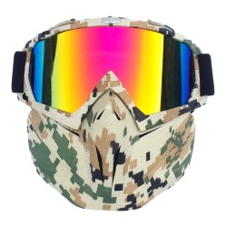 Masca protectie fata din plastic dur + ochelari ski, lentila multicolora, model MCMFP01